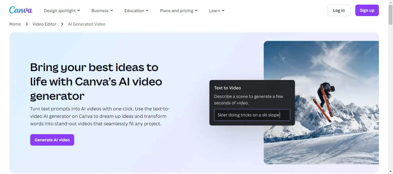 canva ai text to video tool