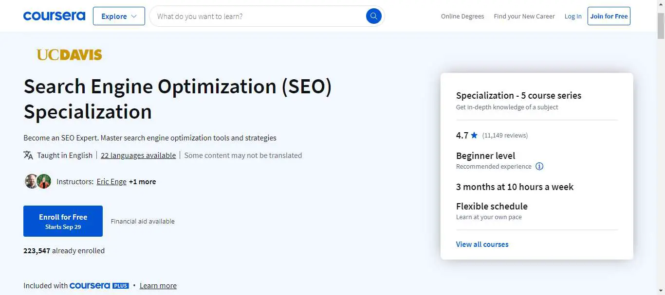 coursera seo course