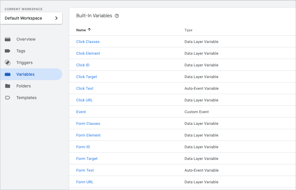 google tag variables gtm