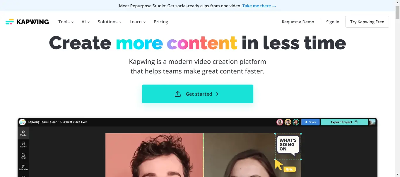 kapwing ai text to video tool